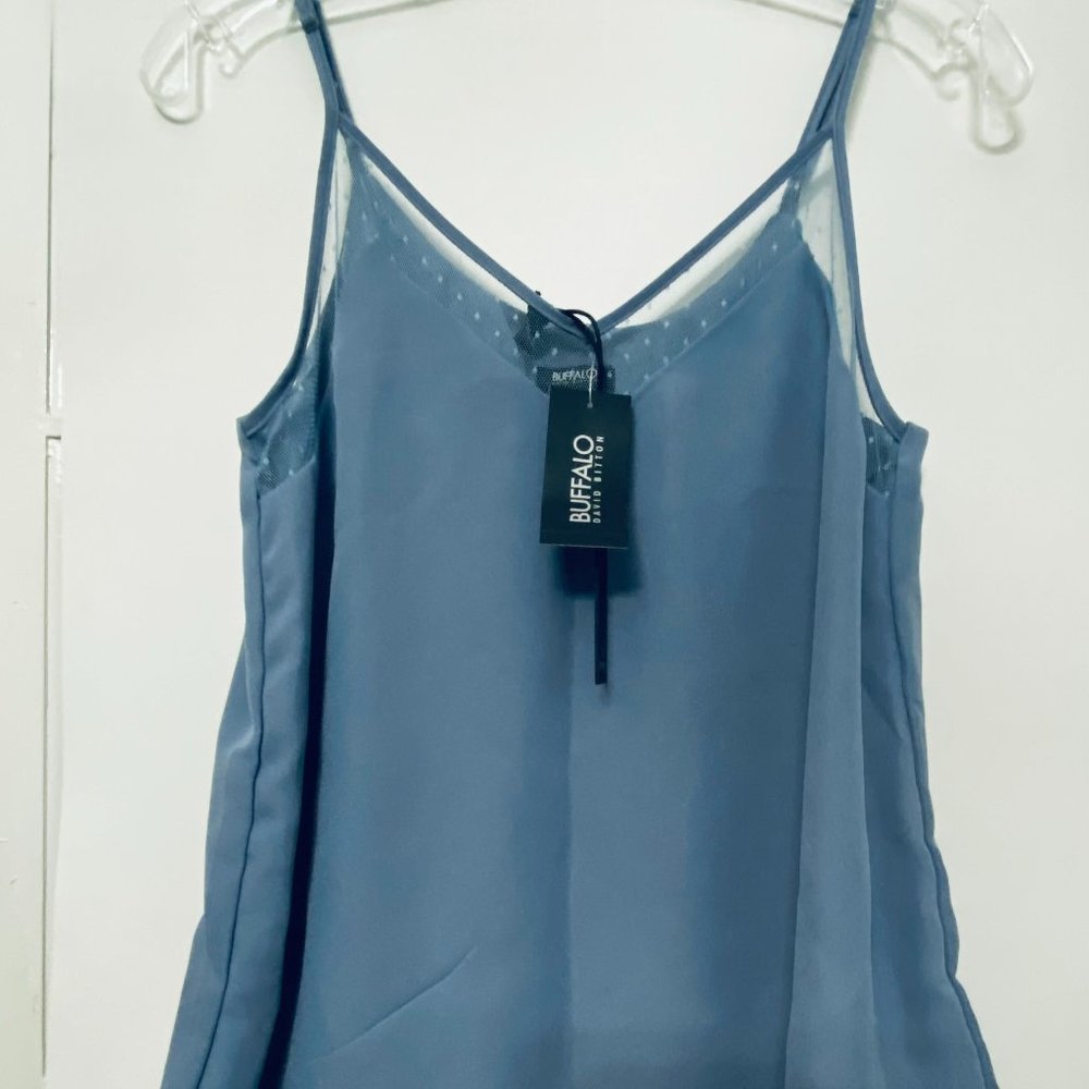 Buffalo David Bitton Women's Adella Mesh Camisole Size xs NWT light blue